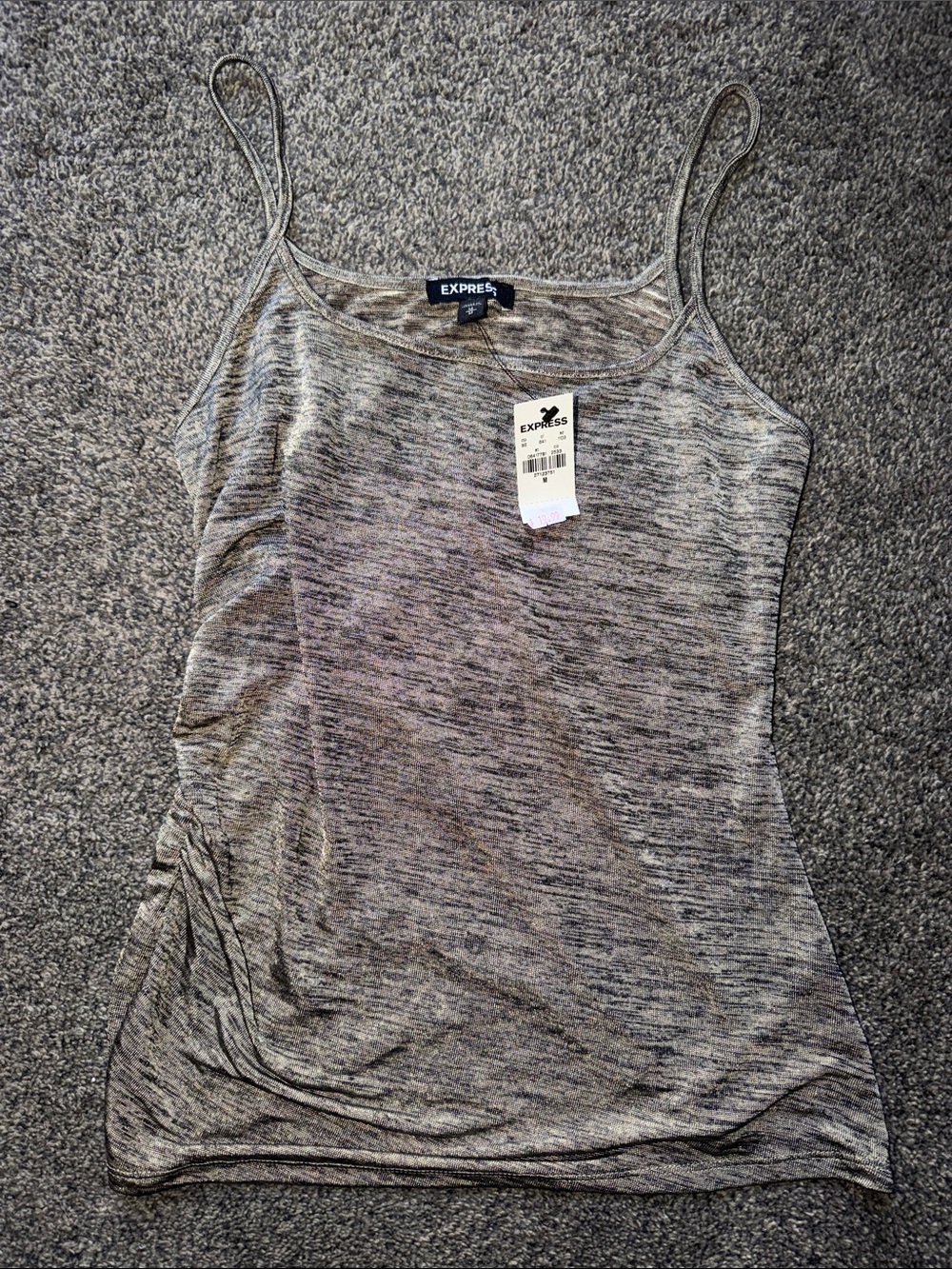 Express Gray Heathered Spaghetti Strap Tank with Side Ruching